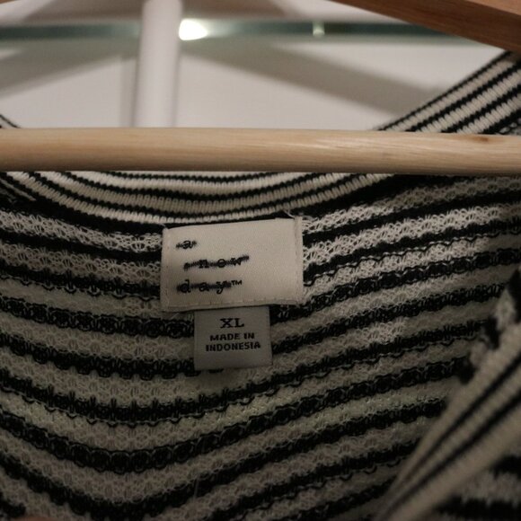 A New Day NWT Black and White Striped Lined XL Collared Sweater Dress - Picture 11 of 11